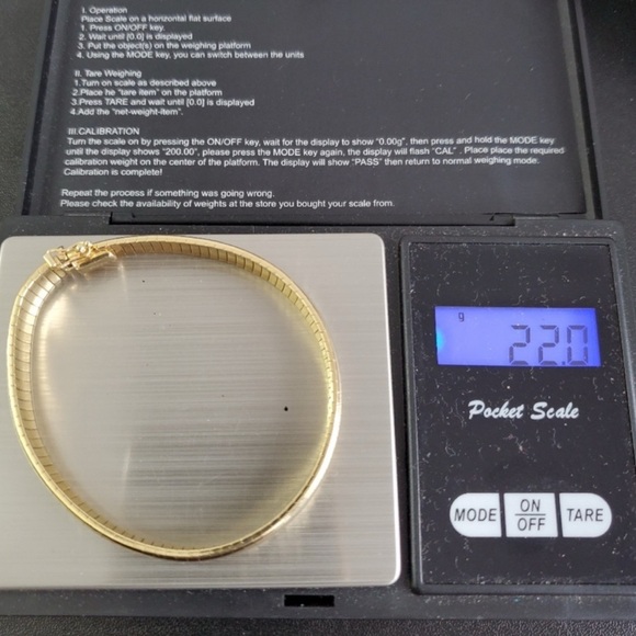 Heavy 14K Gold Omega Herringbone Snake Style Bangle Bracelet - Picture 13 of 13